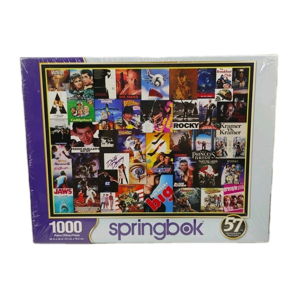 Springbok GOING TO THE MOVIES 1000 PC Puzzle Vintage 80s Movies Collage SEALED
